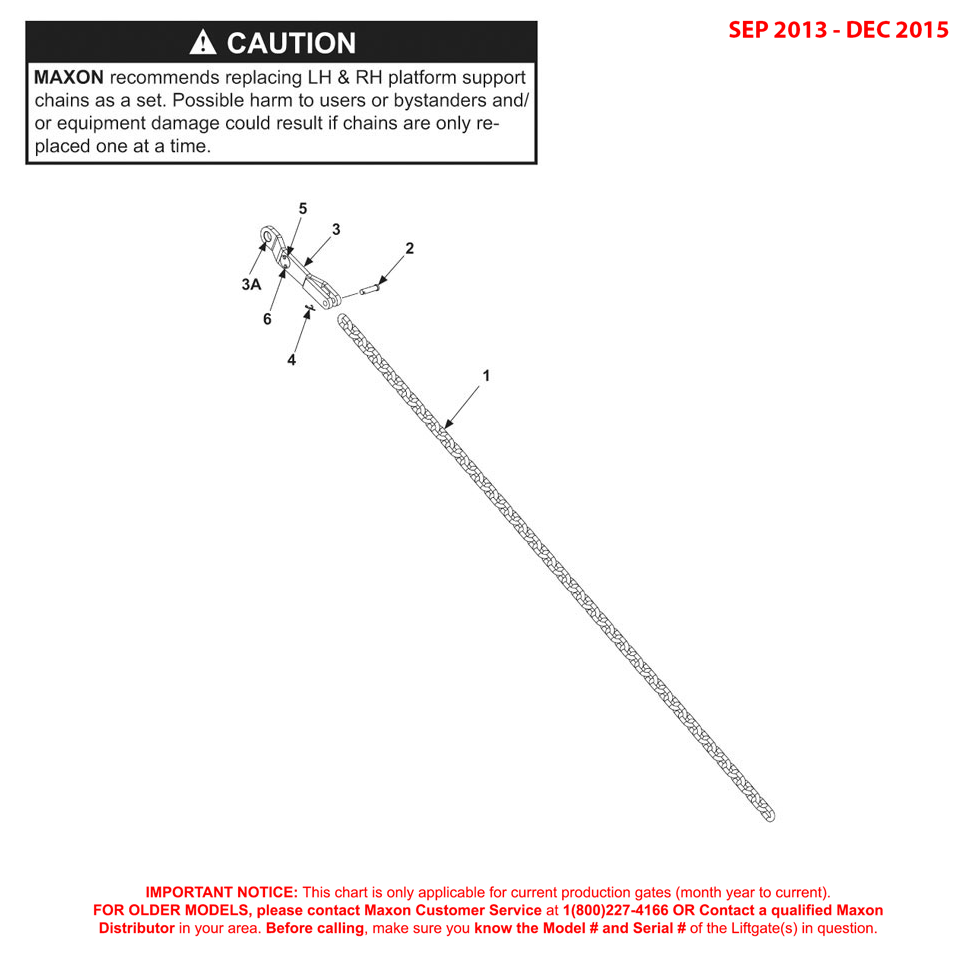 Maxon BMRSD (Sep 2013 - Dec 2015) Right Hand Chain Assembly For Aluminum Platform Diagram