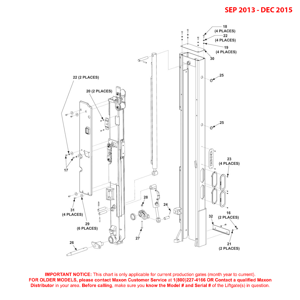 Maxon BMRSD (Sep 2013 - Dec 2015) Right Hand Column Assembly Diagram (2 OF 2)