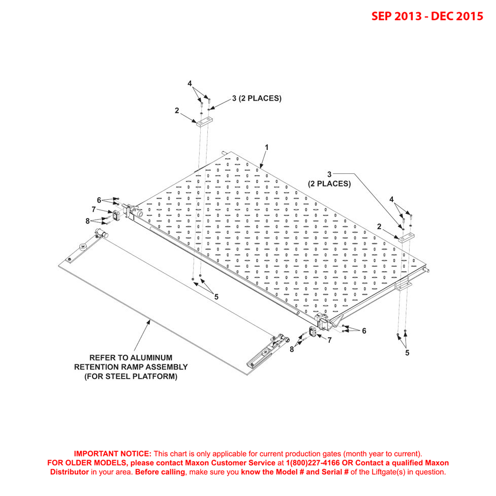 Maxon BMRSD (Sep 2013 - Dec 2015) Steel Flipover With Retention Ramp Diagram