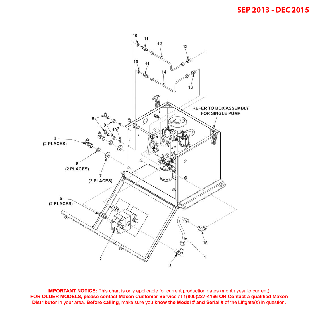 Maxon BMRSD (Sep 2013 - Dec 2015) Single Pump Assembly Diagram (1 OF 2)