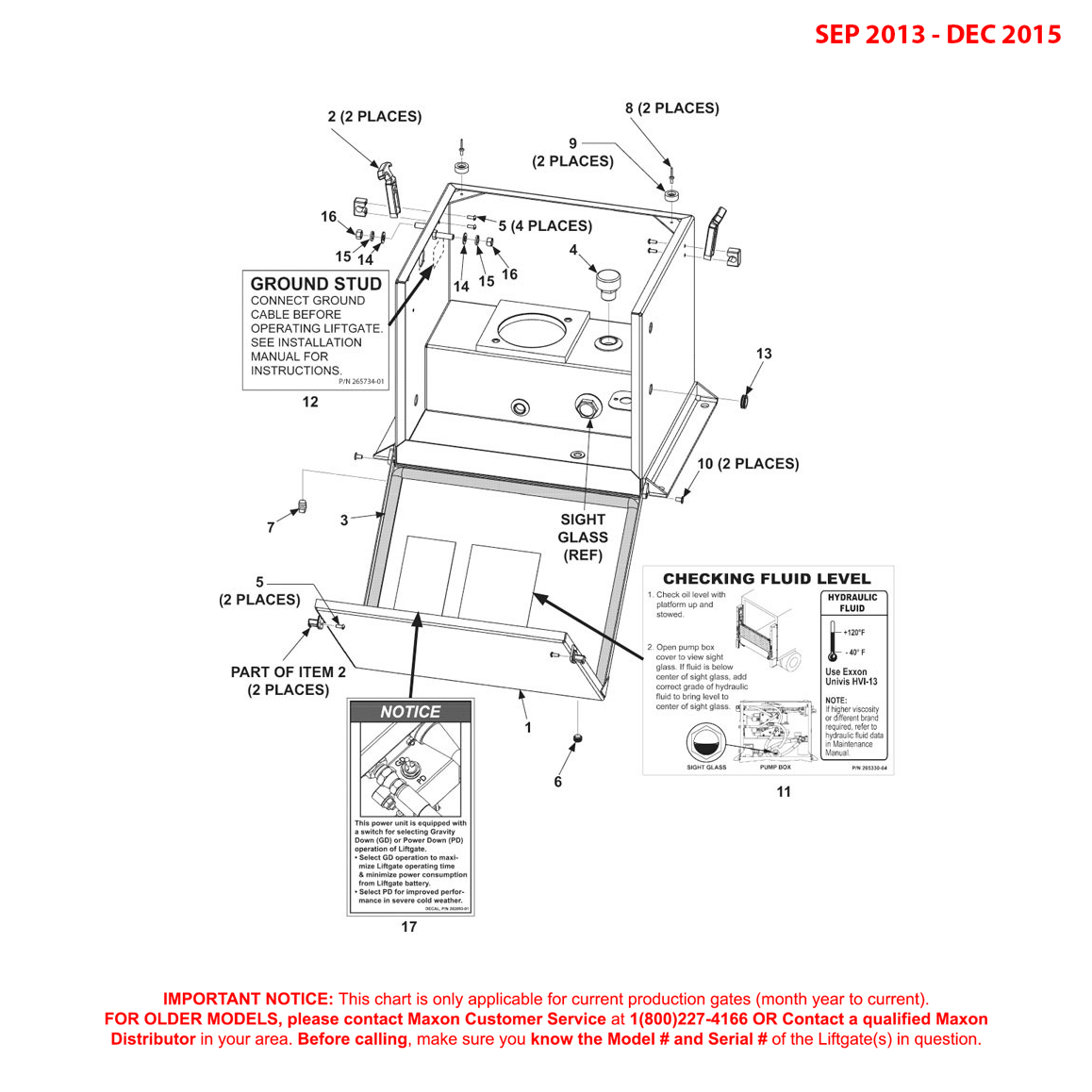 Maxon BMRSD (Sep 2013 - Dec 2015) Single Pump Box Assembly Diagram