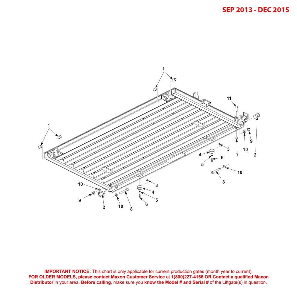 Maxon BMRSD (Sep 2013 - Dec 2015) Steel Platform Assembly Diagram