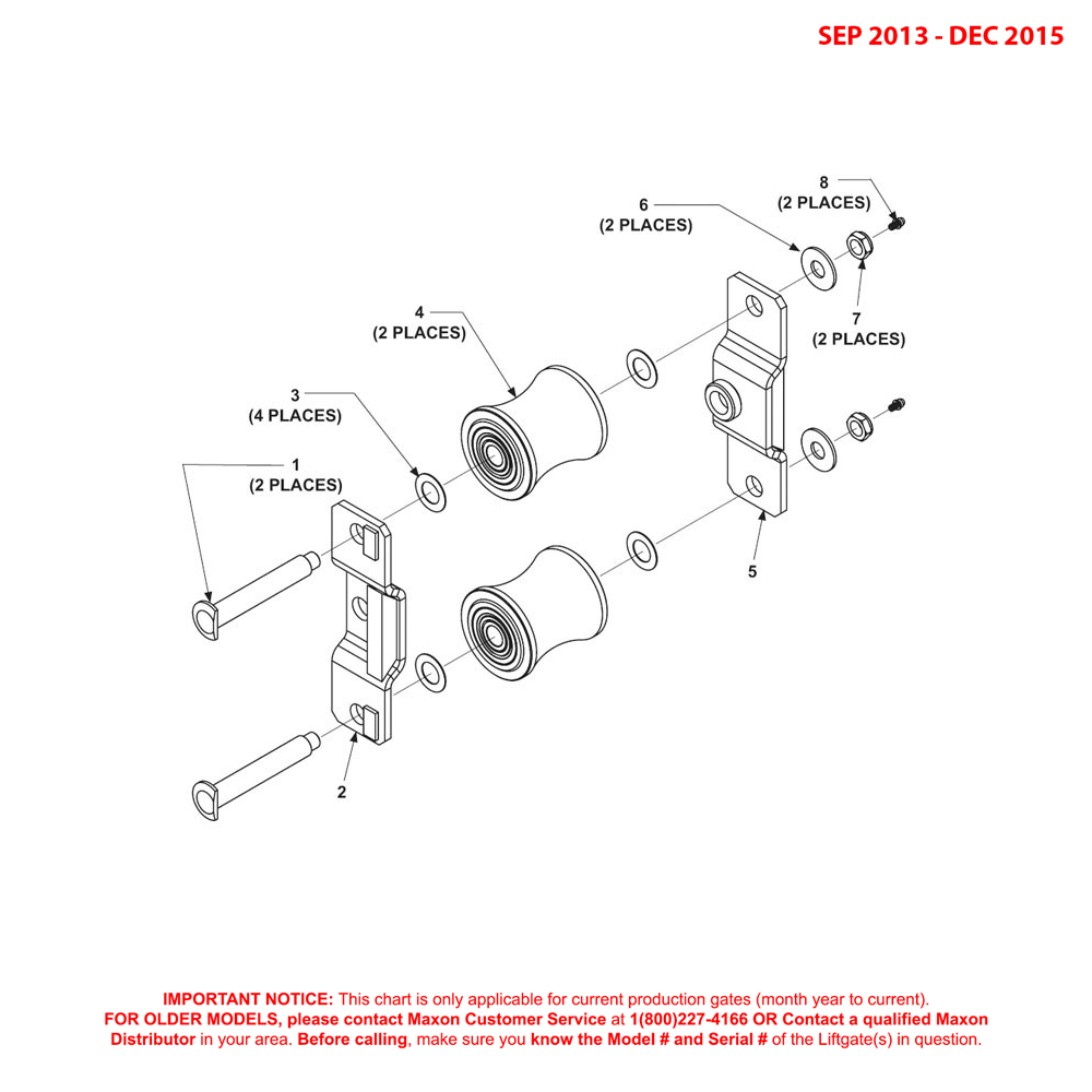 Maxon BMRSD (Sep 2013 - Dec 2015) Tandem Assembly With Lower Right/Left Hand Runners Diagram