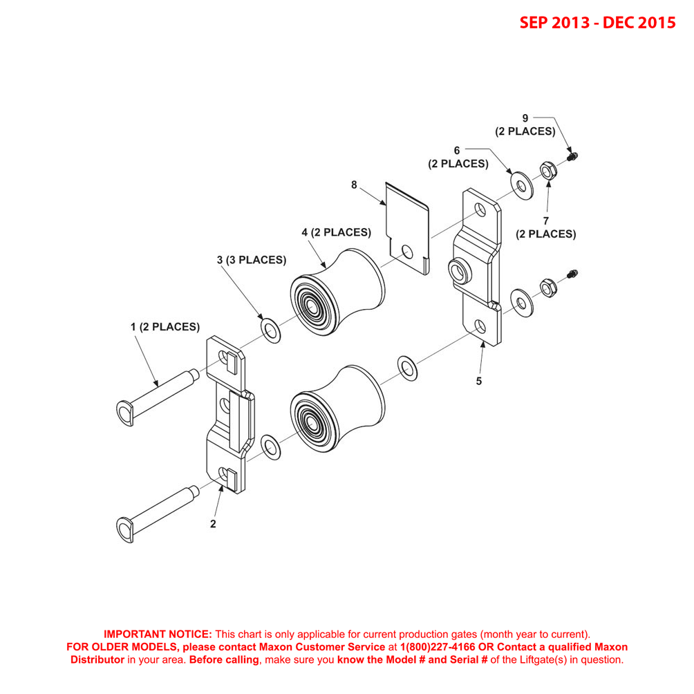 Maxon BMRSD (Sep 2013 - Dec 2015) Upper Tandem Assembly With Right Hand Runner Diagram