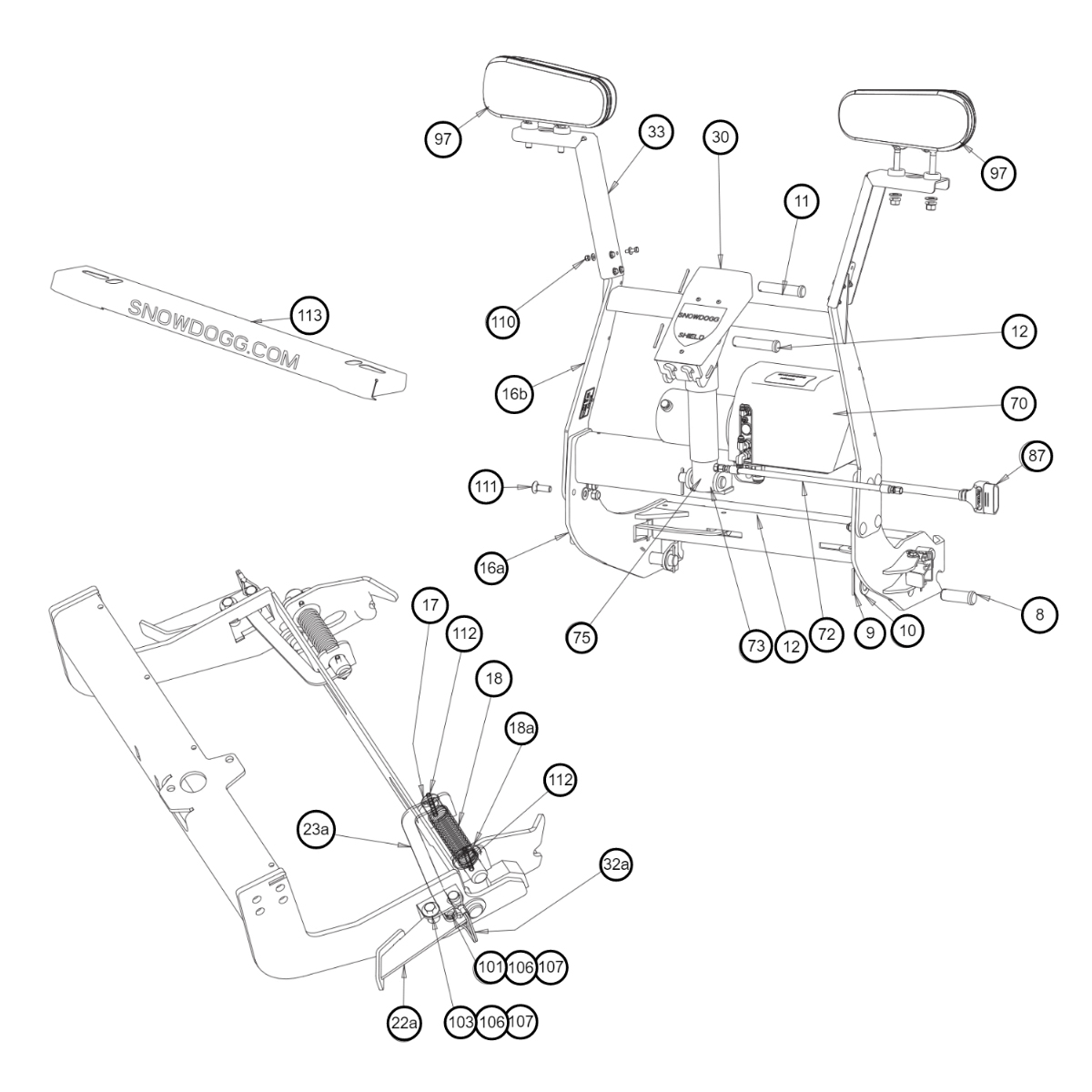 Buyers SnowDogg CM100 Lift Frame Diagram