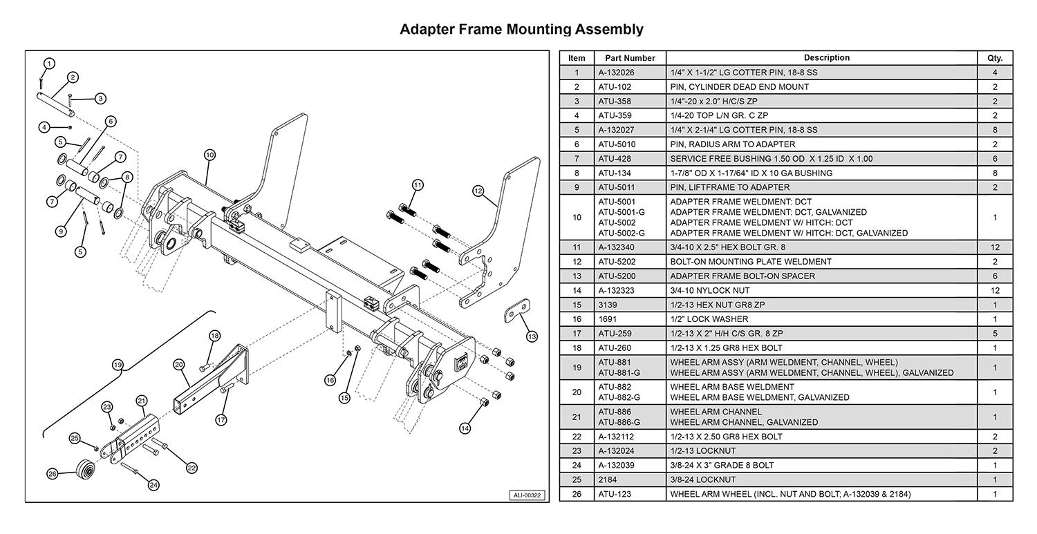 Anthony DCT Adapter Frame Mounting Assembly Diagram