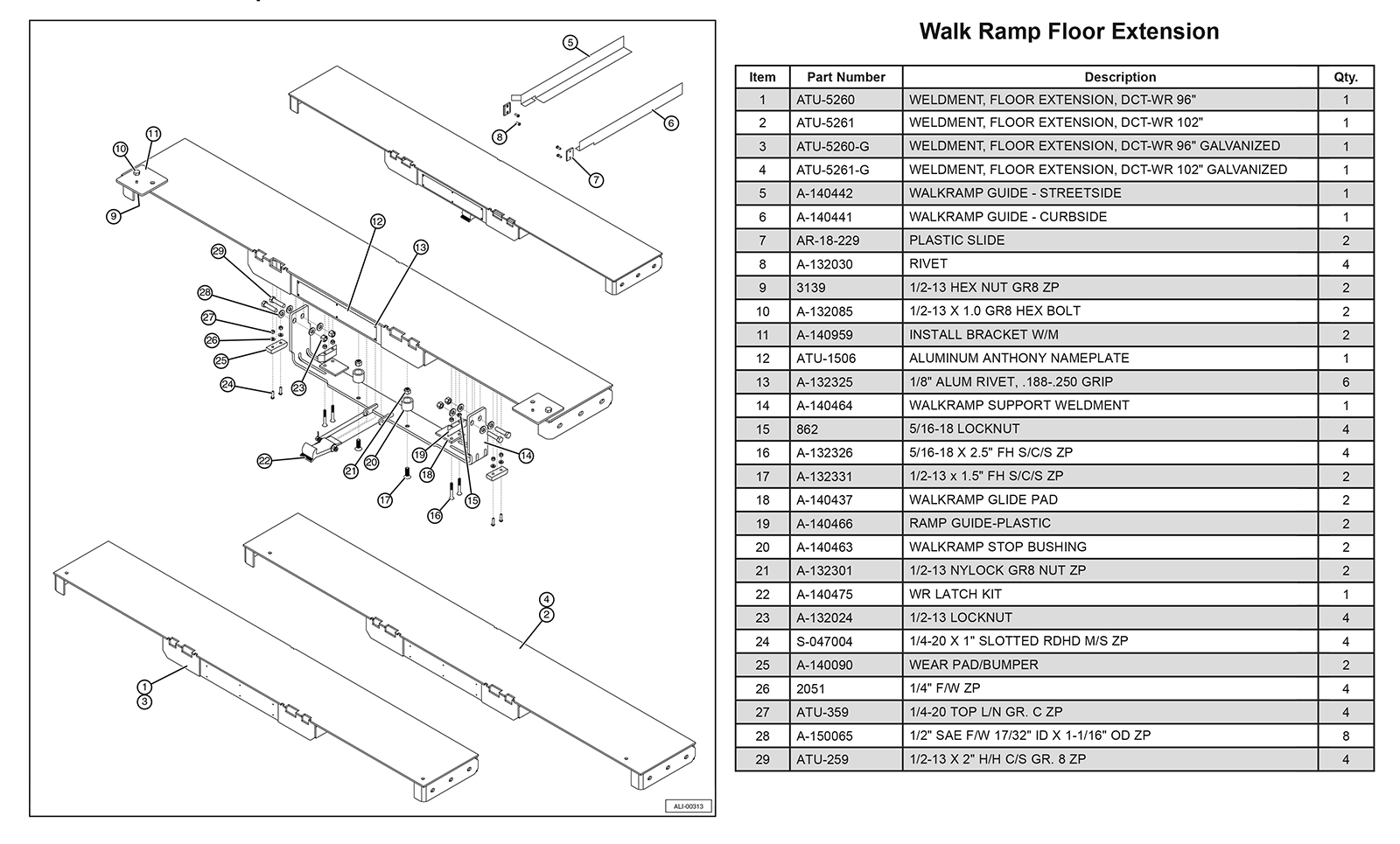 Anthony DCT Walk Ramp Floor Extension Diagram