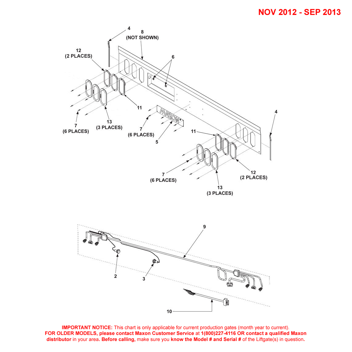 Maxon DMD (Nov 2012 - Sep 2013) Foreign Housing Cover Assembly With 4 Red/2 White Lights Diagram