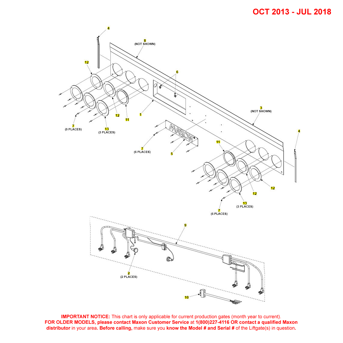 Maxon DMD (Oct 2013 - Jul 2018) Foreign Housing Cover Assembly With 4 Red/2 White Lights Diagram