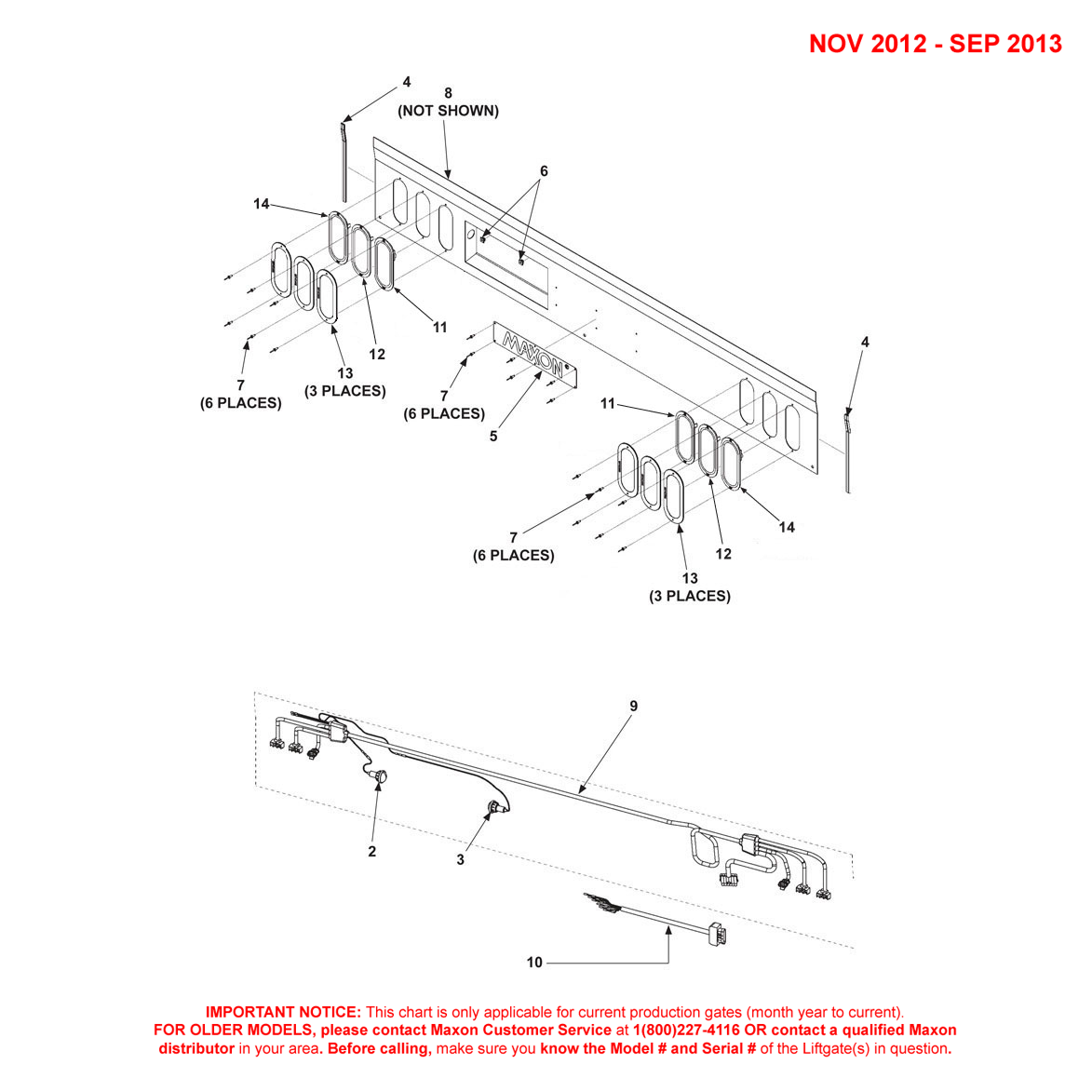 Maxon DMD (Nov 2012 - Sep 2013) Foreign Housing Cover Assembly With 6 Red/White/Yellow Lights Diagram