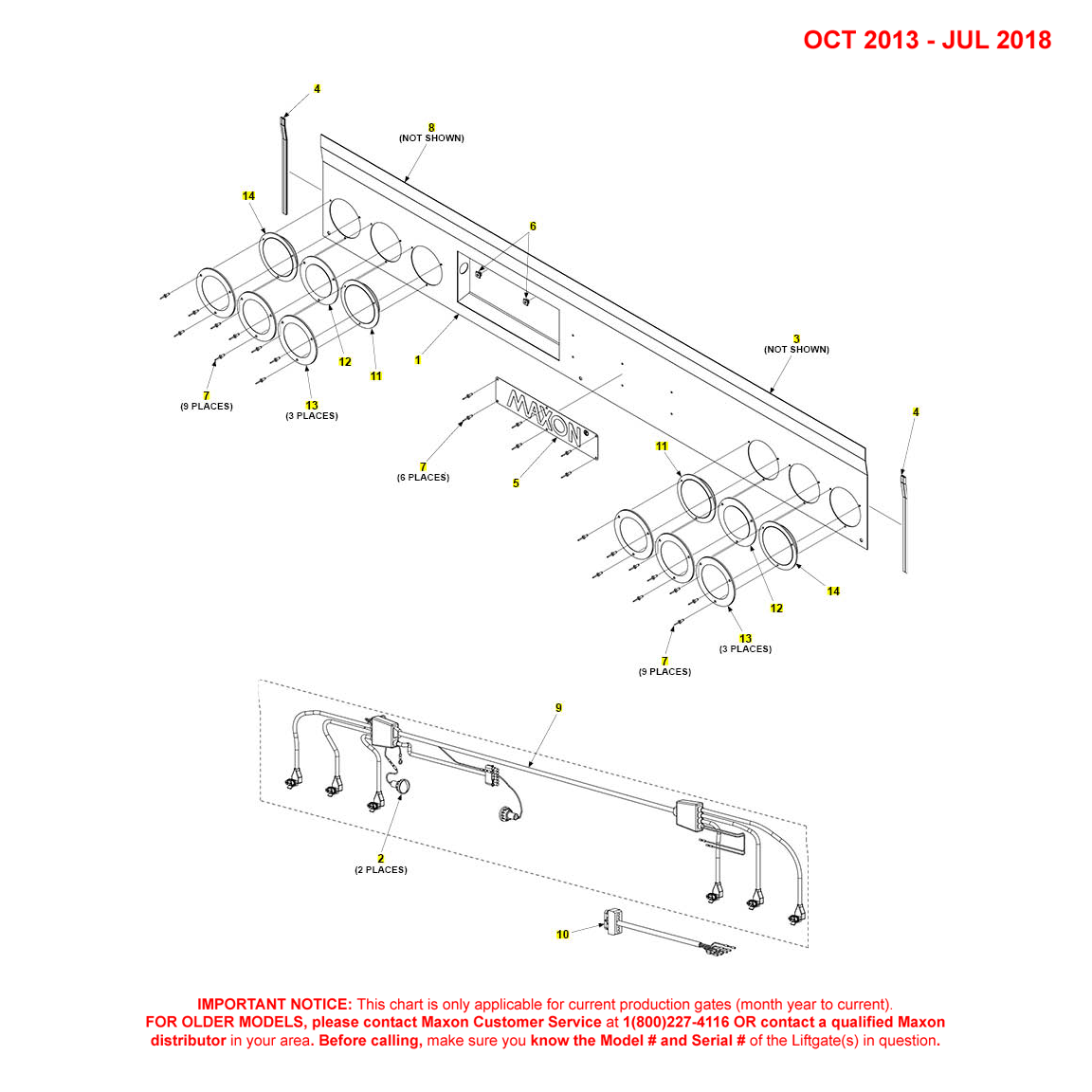 Maxon DMD (Oct 2013 - Jul 2018) Foreign Housing Cover Assembly With 6 Red/White/Yellow Lights Diagram