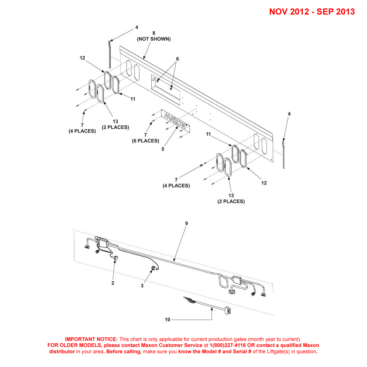 Maxon DMD (Nov 2012 - Sep 2013) Housing Cover Assembly With 4 Lights Diagram