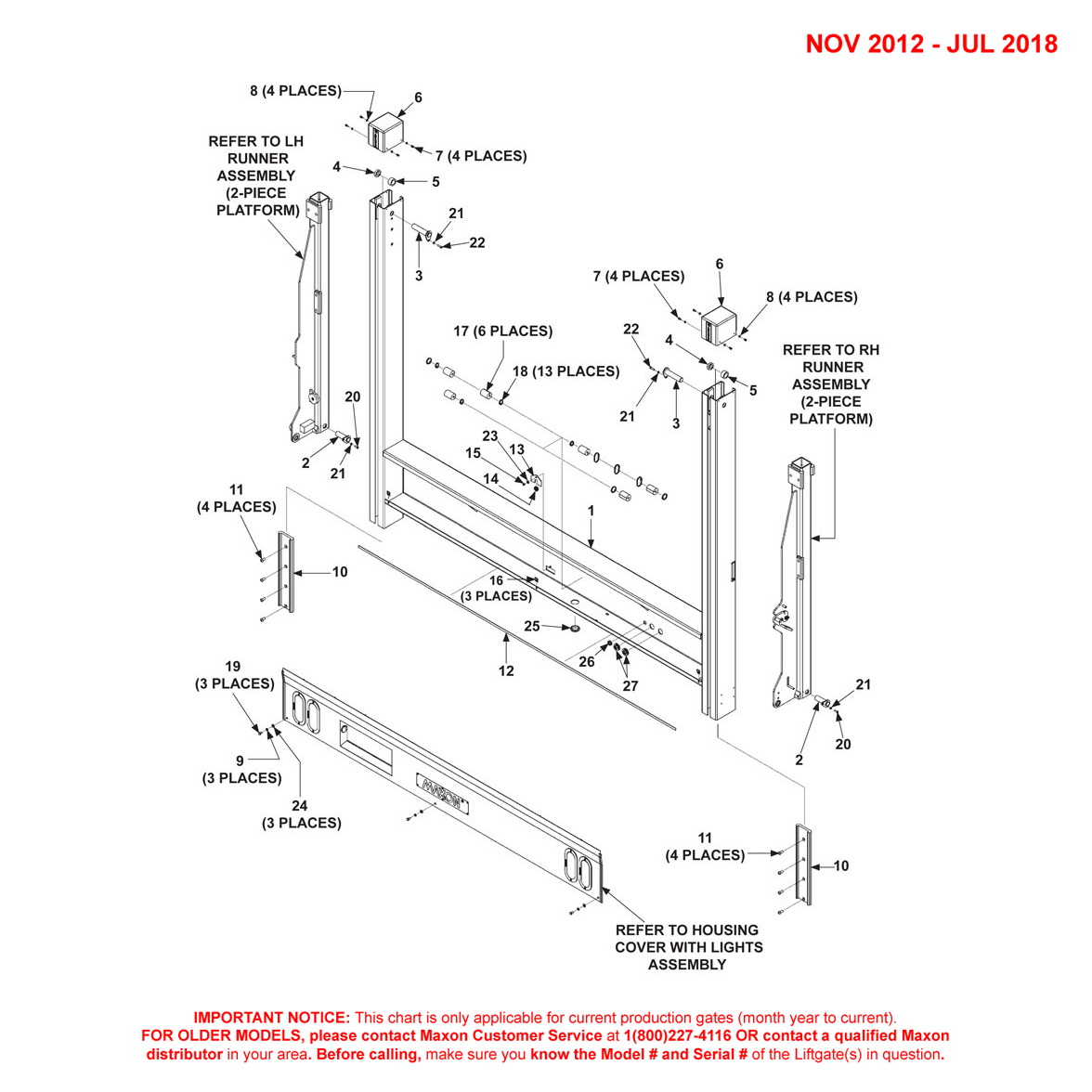 Maxon DMD (Nov 2012 - Jul 2018) 2-Piece Platform Main Assembly Diagram