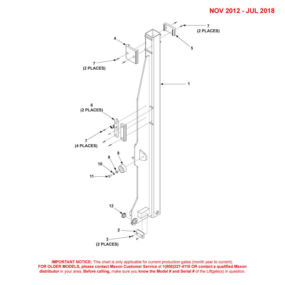 Maxon DMD (Nov 2012 - Jul 2018) LH Runner 1-Piece Platform Diagram