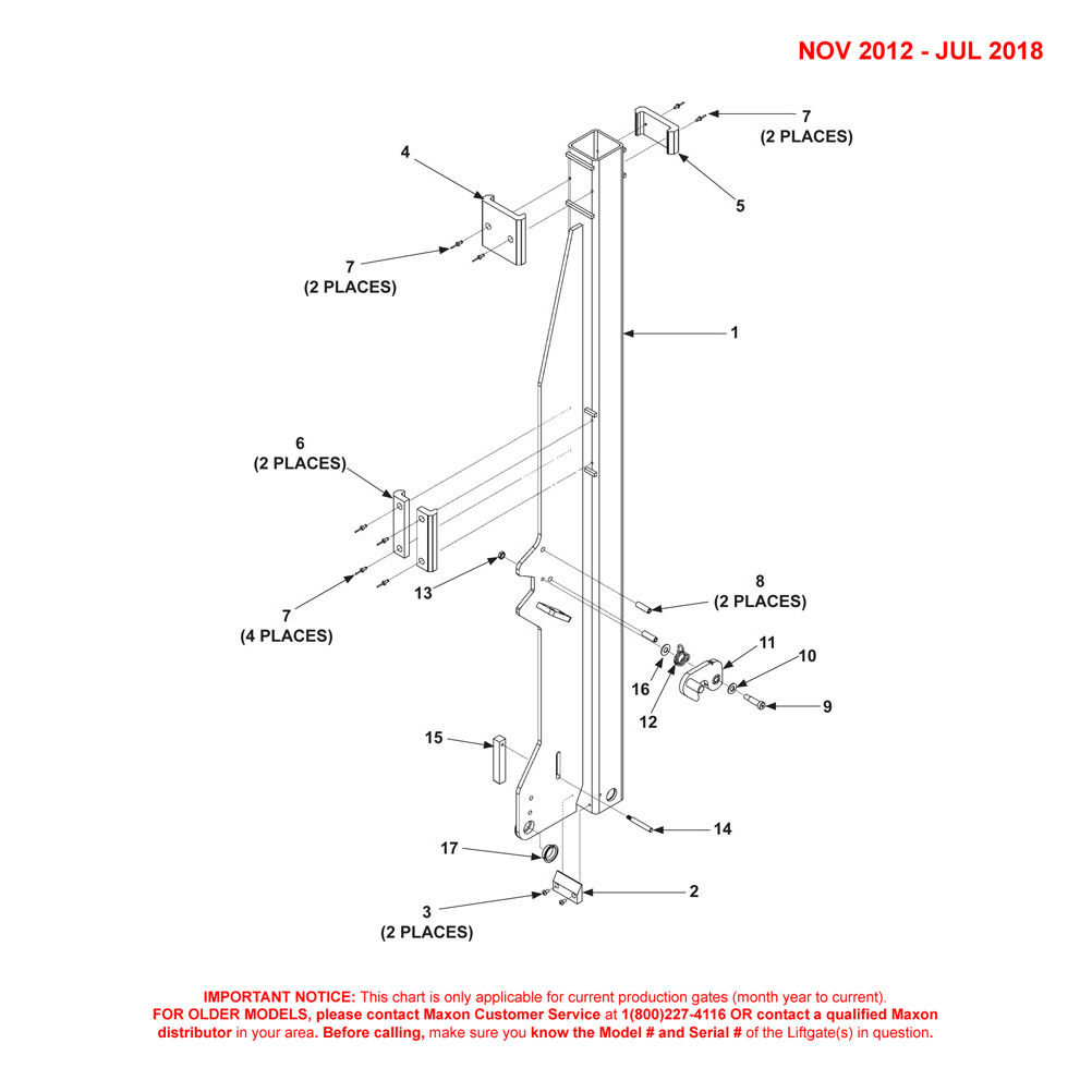 Maxon DMD (Nov 2012 - Jul 2018) RH Runner 1-Piece Platform Diagram
