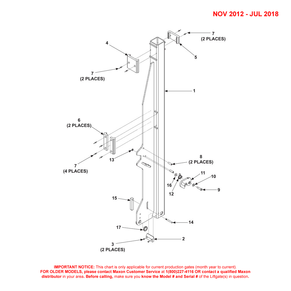 Maxon DMD (Nov 2012 - Jul 2018) RH Runner 2-Piece Platform Diagram