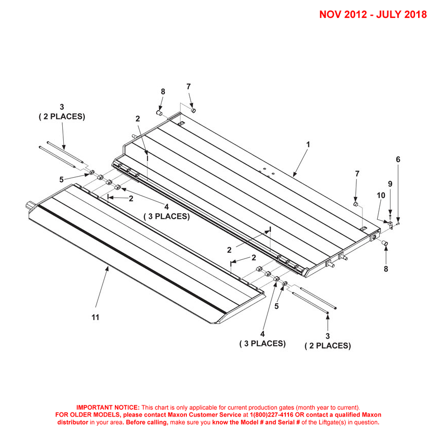 Maxon DMD (Nov 2012 - Jul 2018) Platform And Flipover Assembly Diagram