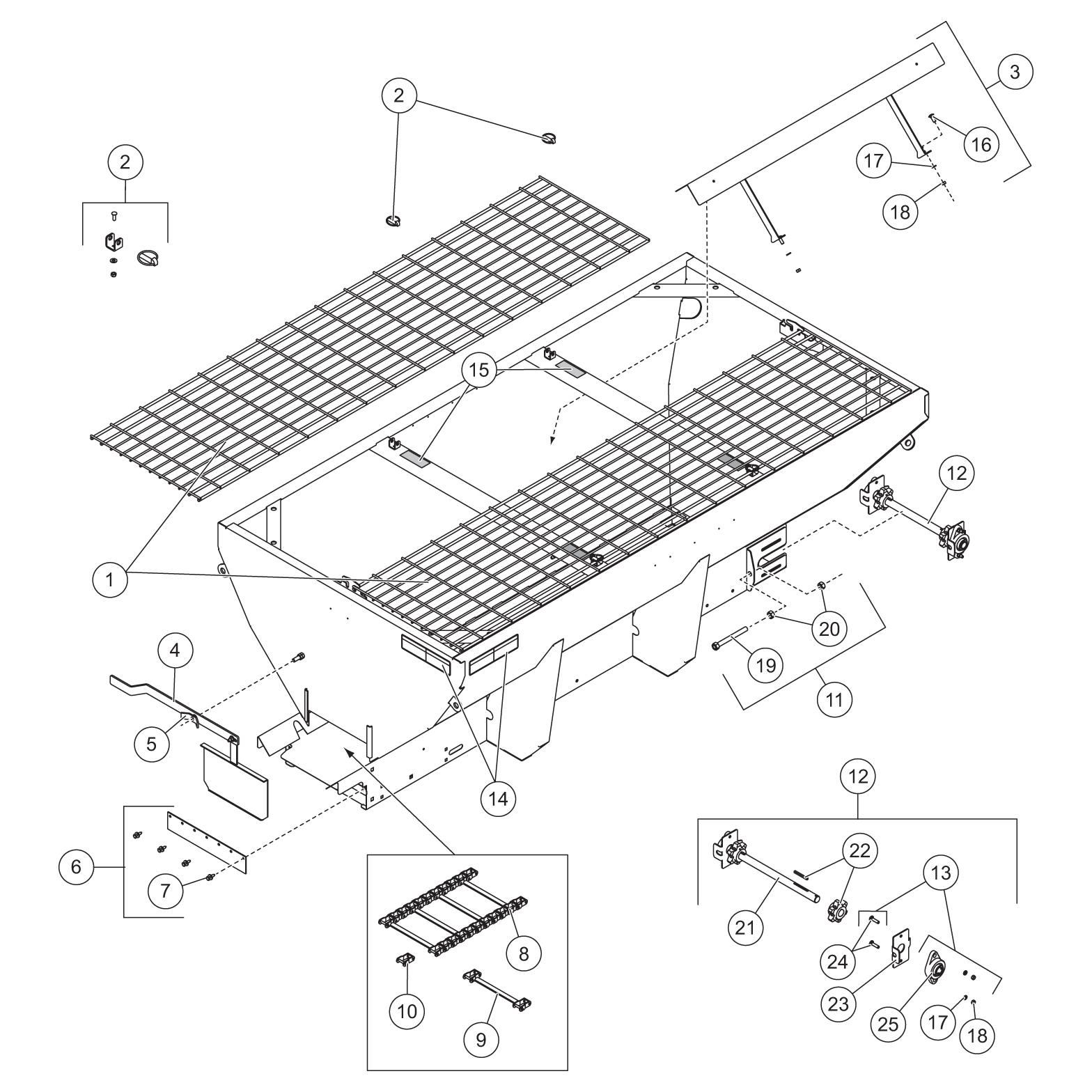 FISHER Gas Motor Steel-Caster (1.5 - 6.0 Cu Yd) Hopper Components Diagram