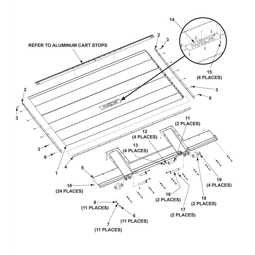 Maxon GPC (Oct 2012 - Nov 2018) Aluminum 1398 x 2400mm Platform Assembly Diagram