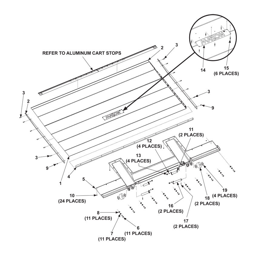 Maxon GPC (Oct 2012 - Nov 2018) Aluminum 1398 x 2500mm Platform Assembly Diagram