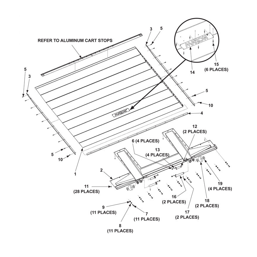 Maxon GPC (Oct 2012 - Nov 2018) Aluminum 2080 x 2400mm Platform Assembly Diagram