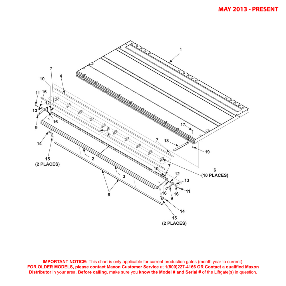 Maxon GPSLR (May 2013 - Present) Flipover With 85-3/8 Inch Dual Retention Ramps Diagram