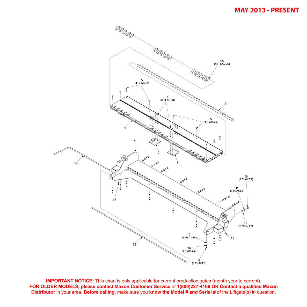 Maxon GPSLR (May 2013 - Present) Platform Assembly With 25 Inch Heel Single Torsion Bar Diagram