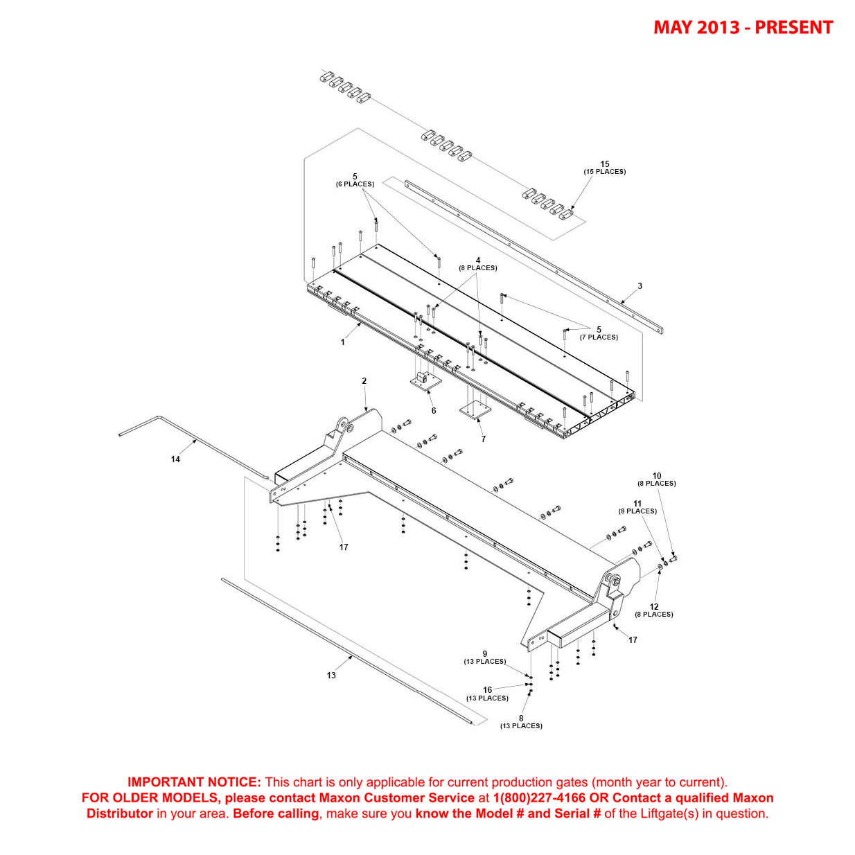 Maxon GPSLR (May 2013 - Present) Platform Assembly With 37 Inch Heel Single Torsion Bar Diagram