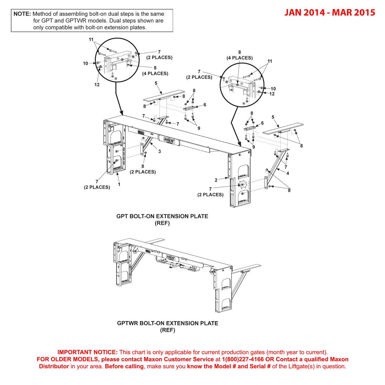 Maxon GPT And GPTWR (Jan 2014 - Mar 2015) Dual Steps With Oval Lights And NO Bumpers Diagram