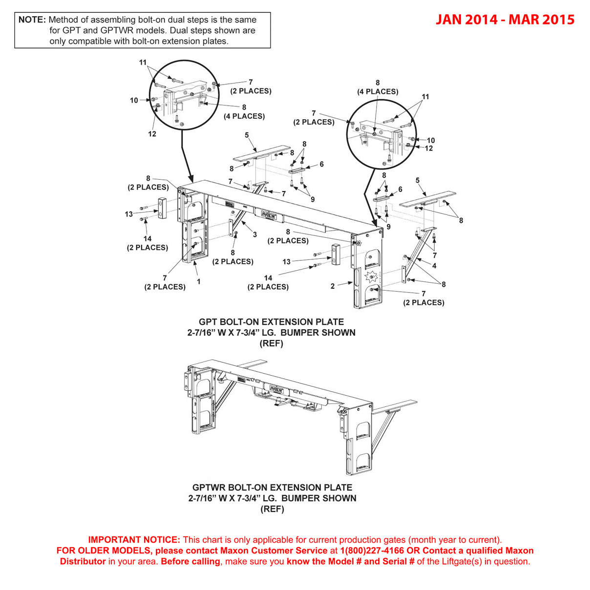 Maxon GPT And GPTWR (Jan 2014 - Mar 2015) Dual Steps With Oval Lights And Bumpers Diagram (2 OF 2)