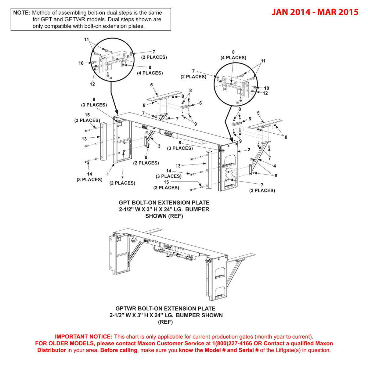 Maxon GPT And GPTWR (Jan 2014 - Mar 2015) Dual Curb Side Steps With Bumpers Diagram (2 OF 2)