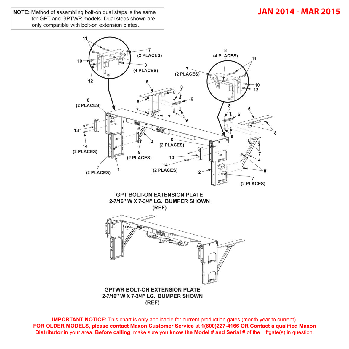Maxon GPT And GPTWR (Jan 2014 - Mar 2015) Dual Curb Side Steps With Oval Lights And Bumpers Diagram (2 OF 2)