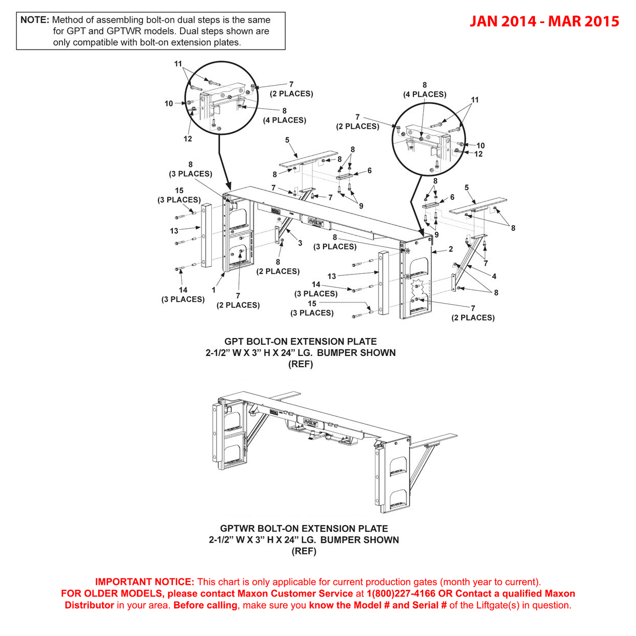 Maxon GPT And GPTWR (Jan 2014 - Mar 2015) Dual Steps With Bumpers Diagram (2 OF 2)
