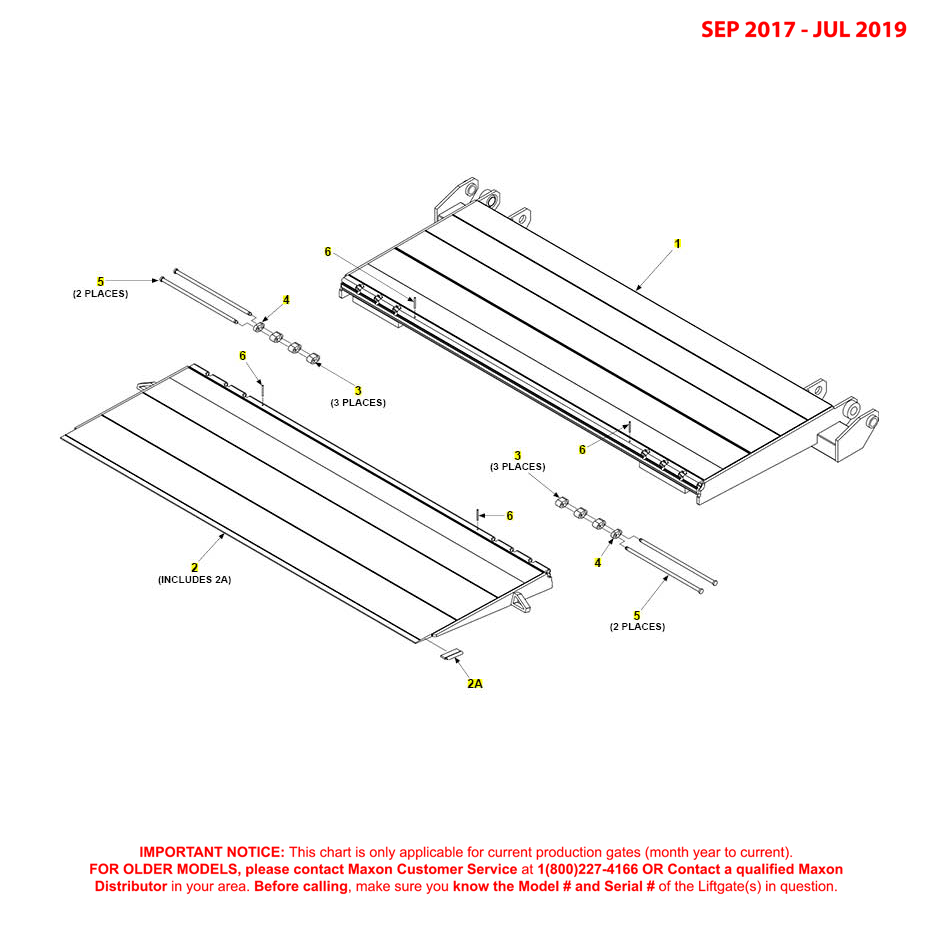 Maxon GPT And GPTWR (Sep 2017 - Jul 2019) Platform And Flipover Assembly Diagram
