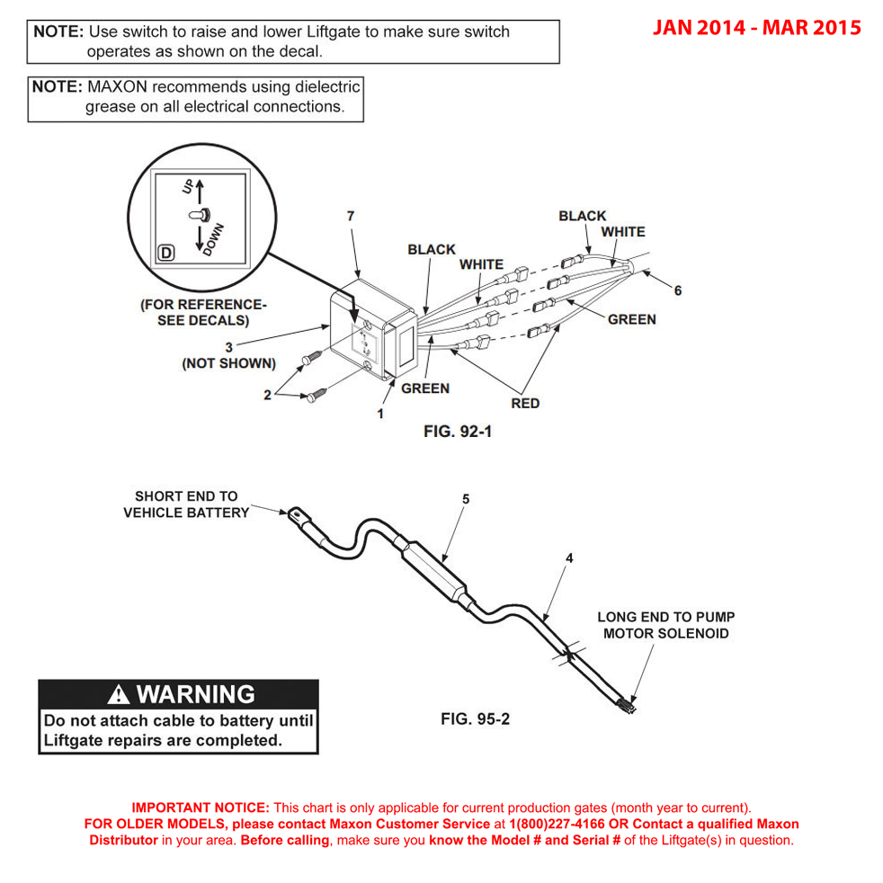 Maxon GPT (Jan 2014 - Mar 2015) Control Switch And Power Cable Diagram