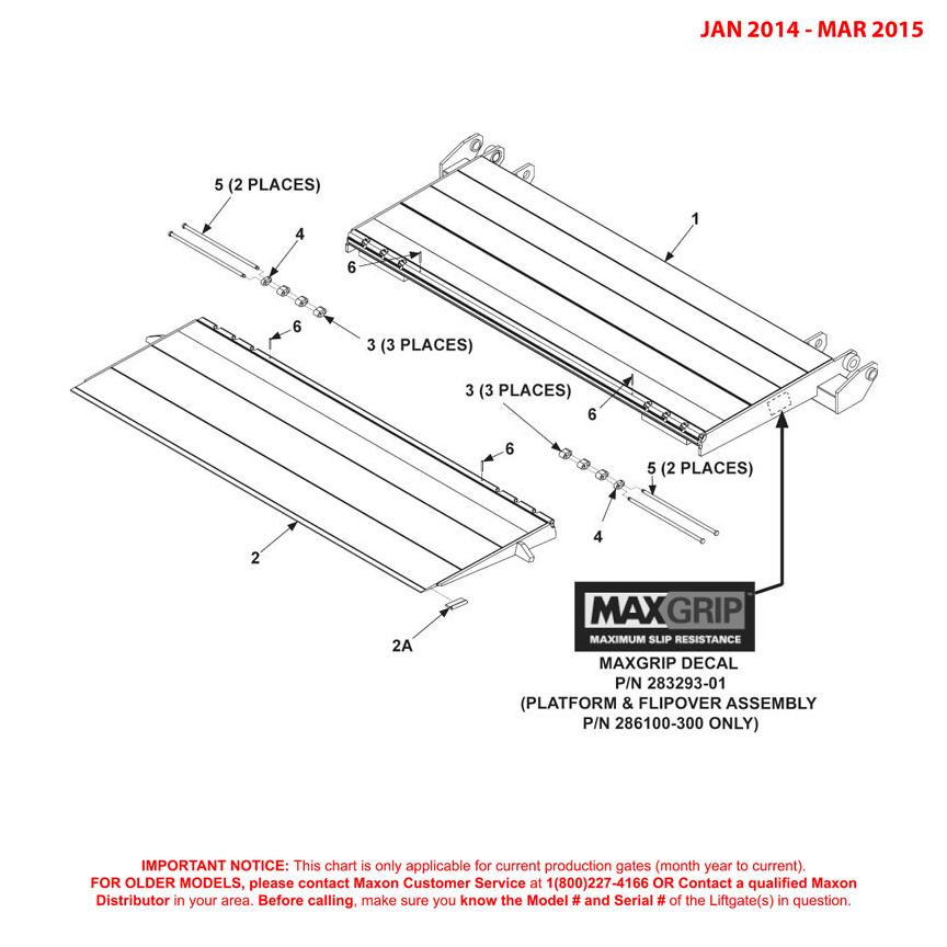 Maxon GPT (Jan 2014 - Mar 2015) Platform And Flipover Assembly Diagram