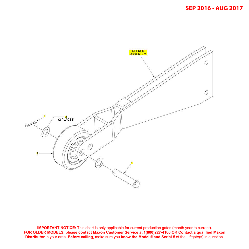 Maxon GPT (Sep 2016 - Aug 2017) Opener Assembly Diagram