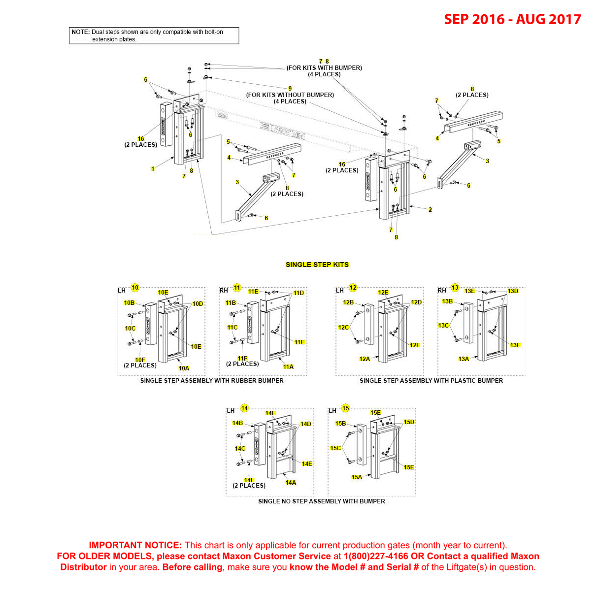 Maxon GPT (Sep 2016 - Aug 2017) Single Step Kits Diagram