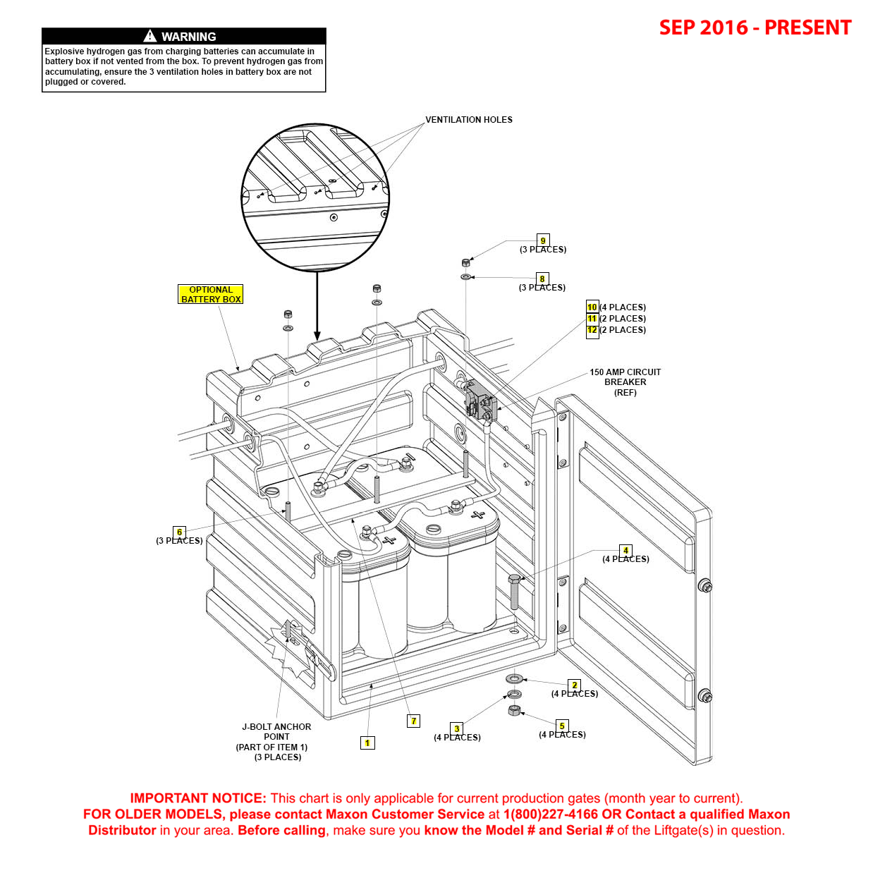 Maxon GPT (Sep 2016 - Present) Optional Battery Box Assembly Diagram