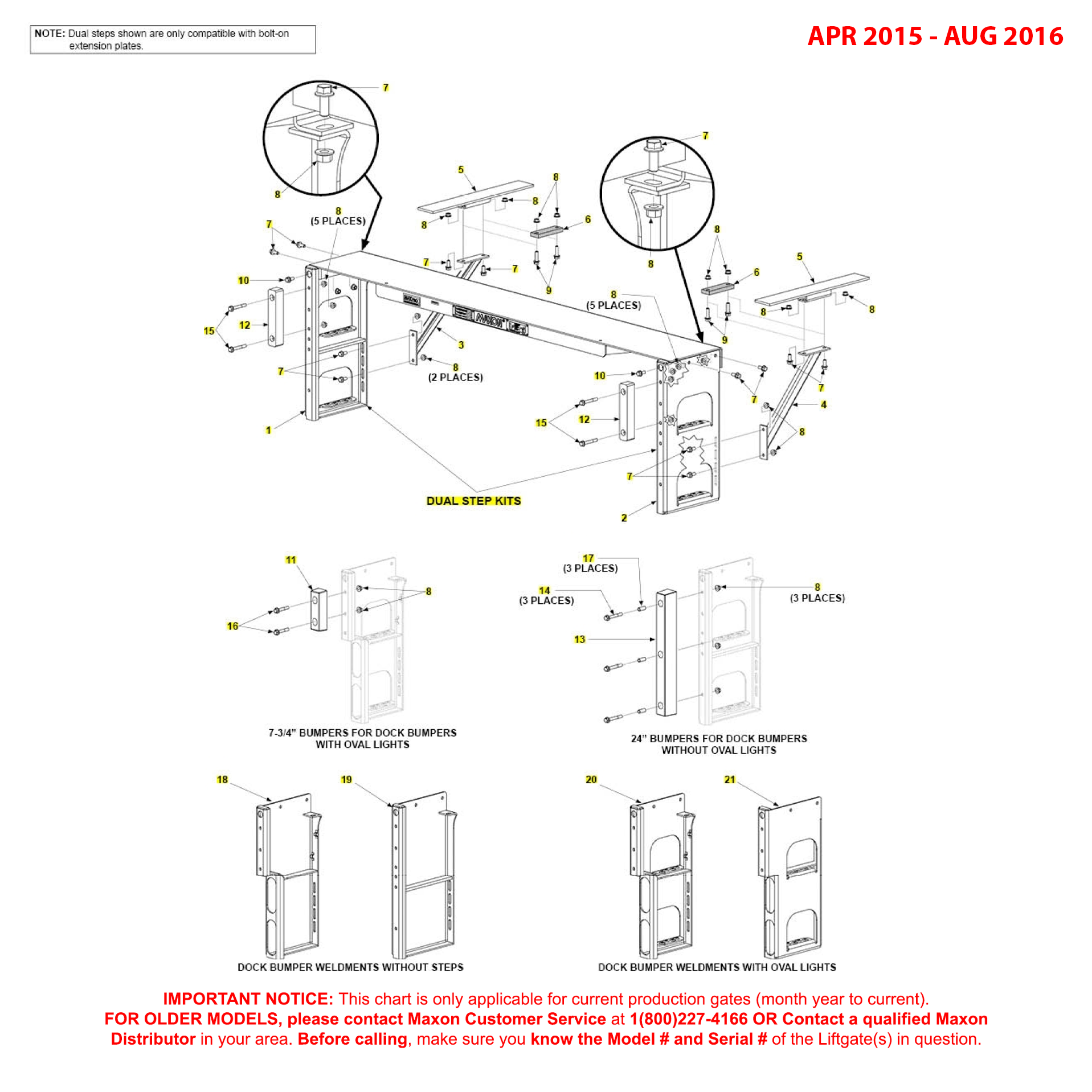 Maxon GPT-25/3/4/5 (Apr 2015 - Aug 2016) Dual Step Kits Diagram