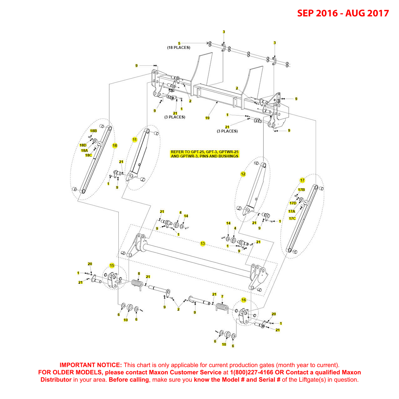 Maxon GPT-25/3 And GPTWR-25/3 (Sep 2016 - Aug 2017) Main Assembly Diagram