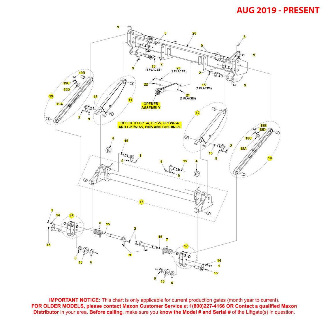 Maxon GPT-4/5 And GPTWR-4/5 (Aug 2019 - Present) Main Assembly Diagram