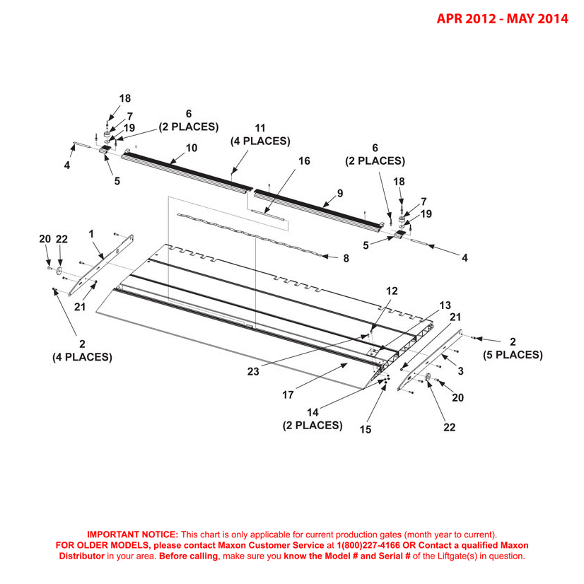 Maxon GPTLR (Apr 2012 - May 2014) Aluminum Flipover With Dual Cartstops Diagram