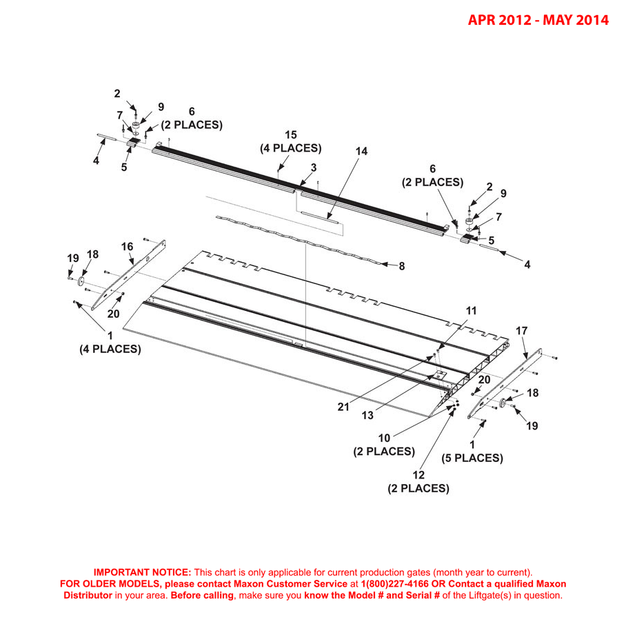 Maxon GPTLR (Apr 2012 - May 2014) Aluminum Flipover With Single Cartstop Diagram