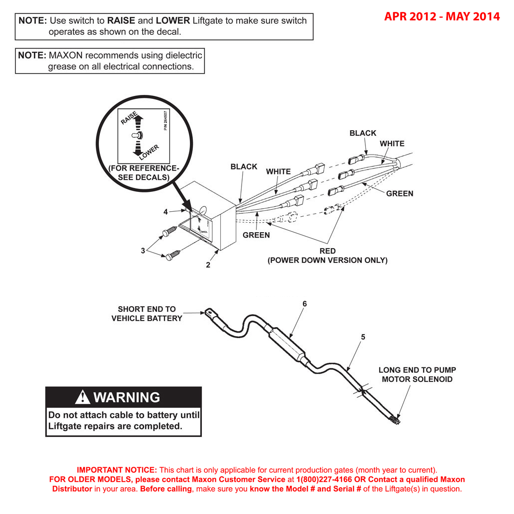Maxon GPTLR (Apr 2012 - May 2014) Control Switch And Power Cable Diagram