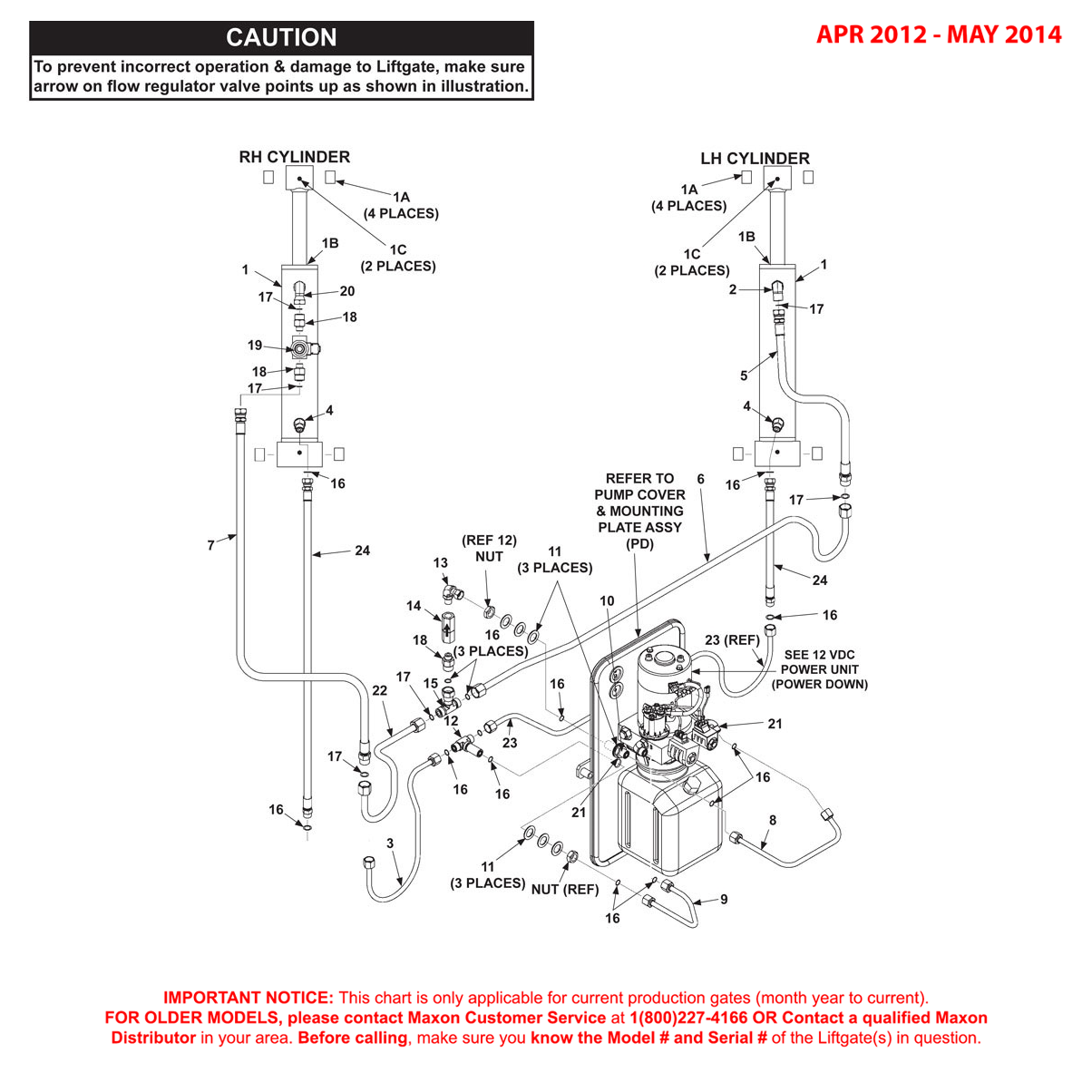 Maxon GPTLR (Apr 2012 - May 2014) Power Down Hydraulic Components Diagram