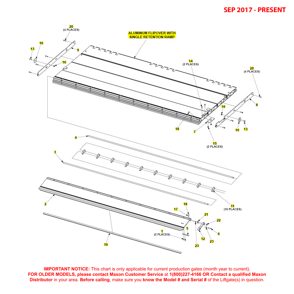 Maxon GPTLR-44 And GPTLR-55 (Sep 2017 - Present) Aluminum Flipover With Single Retention Ramp