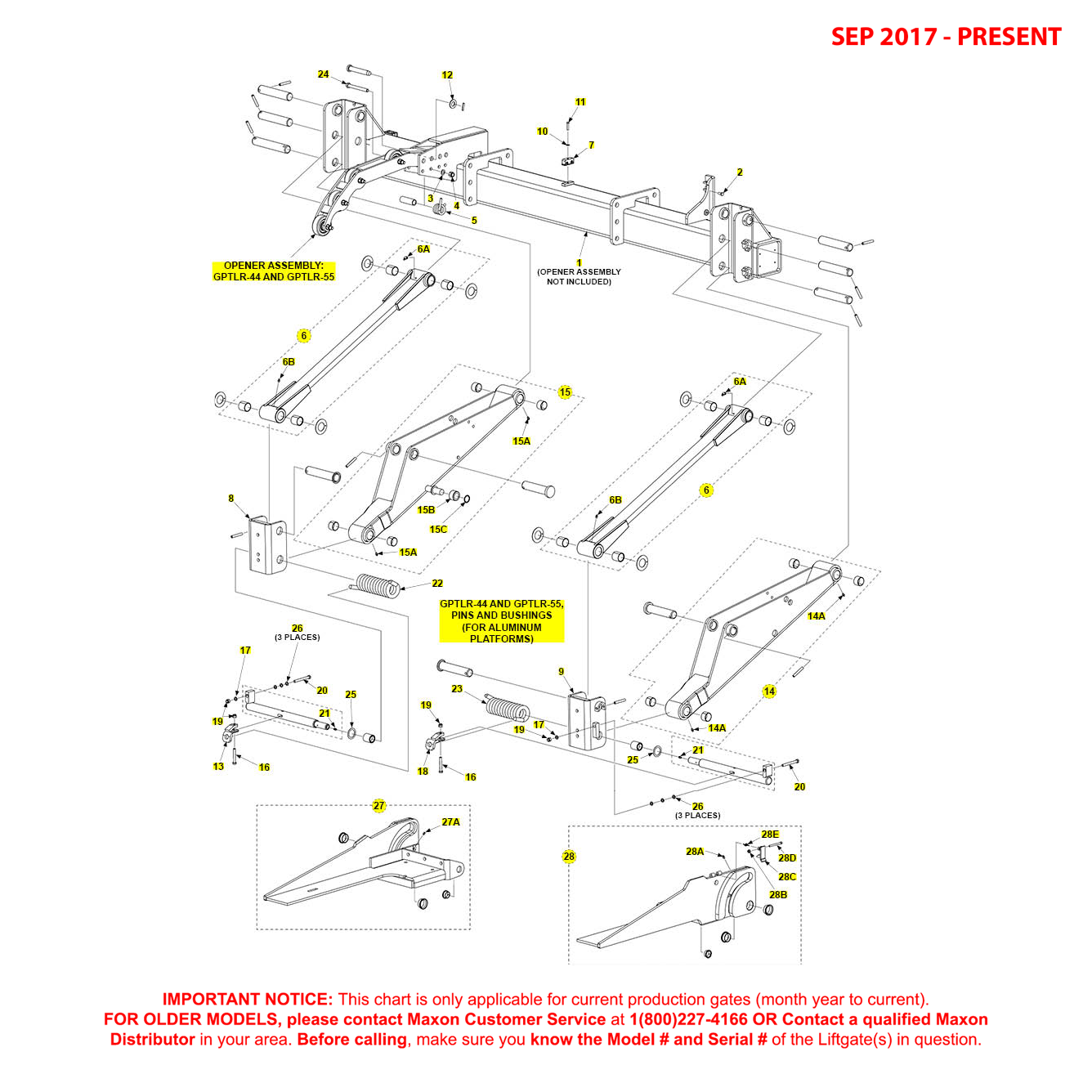 Maxon GPTLR-44 And GPTLR-55 (Sep 2017 - Present) Main Assembly For Aluminum Platforms