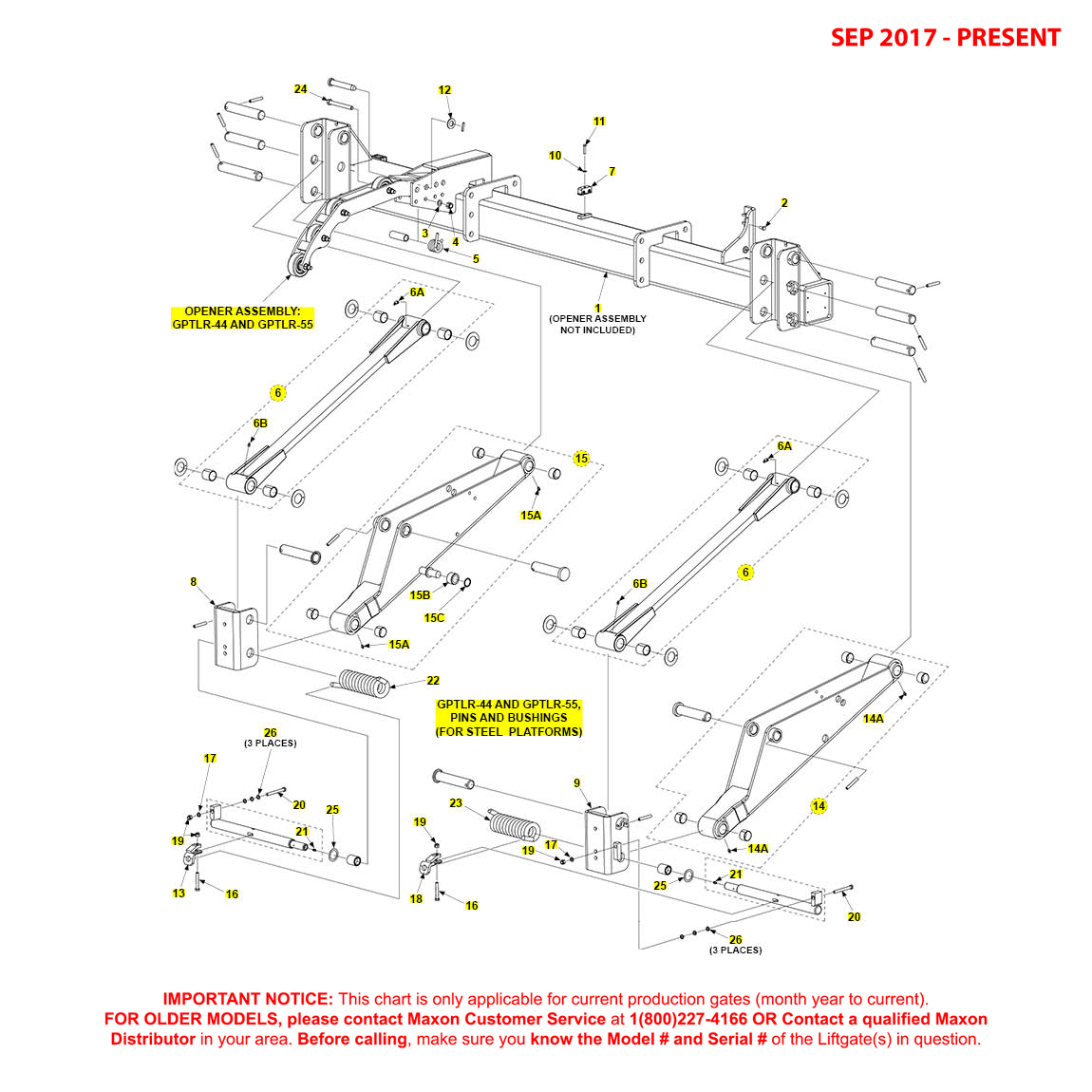 Maxon GPTLR-44 And GPTLR-55 (Sep 2017 - Present) Main Assembly For Steel Platforms