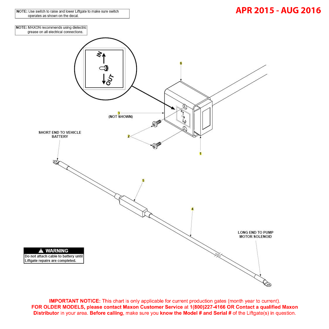 Maxon GPTWR (Apr 2015 - Aug 2016) Control Switch And Power Cable Diagram